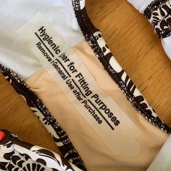 NWT Girls Swimsuit Size 10/12 Pretty Brown White Flowers Peach Summer - Picture 10 of 10